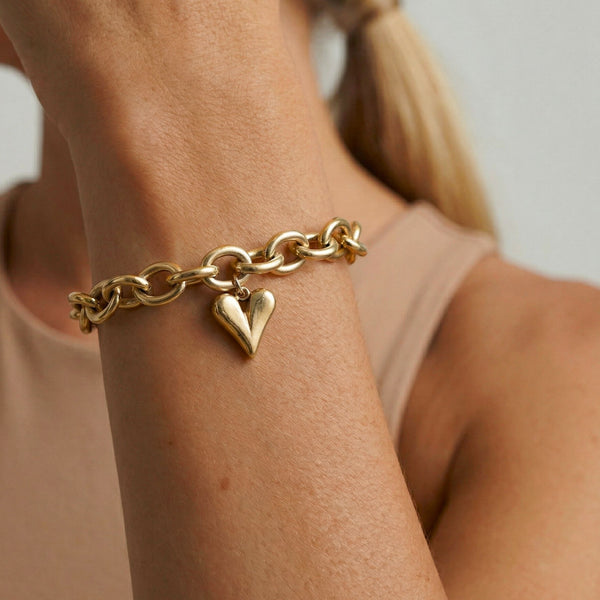 Celine Heart Chunky Bracelet in Gold