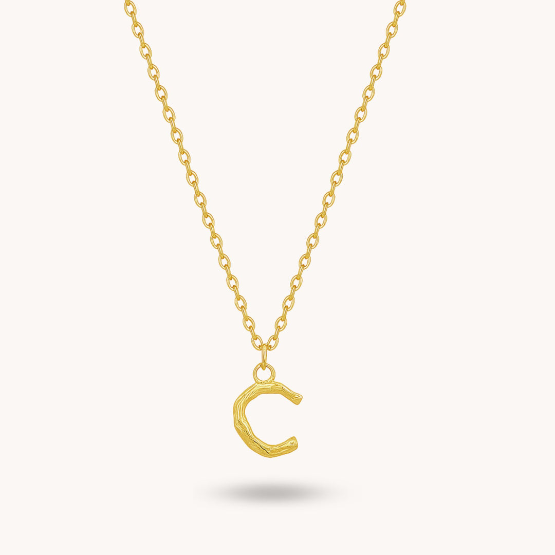 Bamboo Initial Necklace, Gold