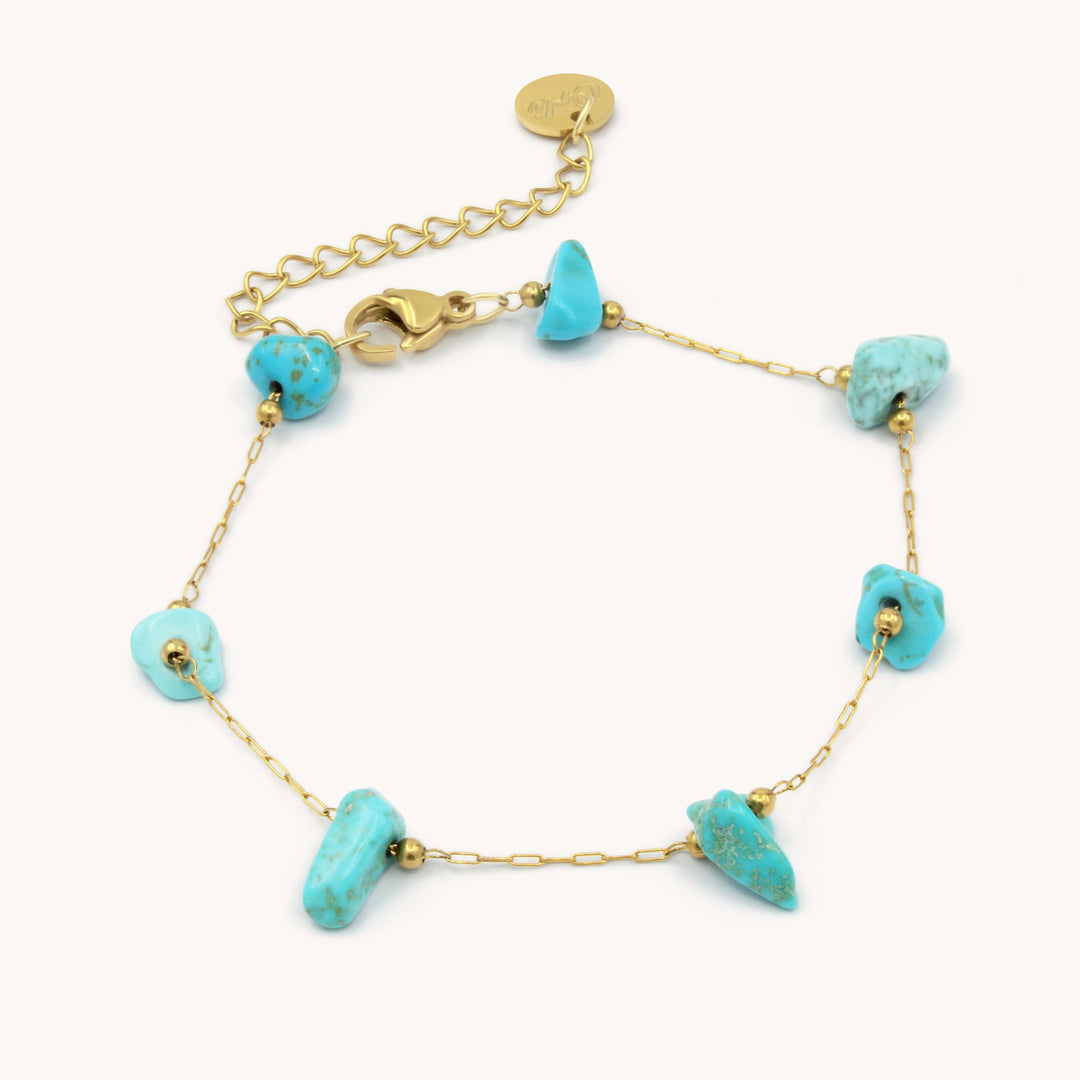 Azure Turquoise Charm Bracelet, Gold