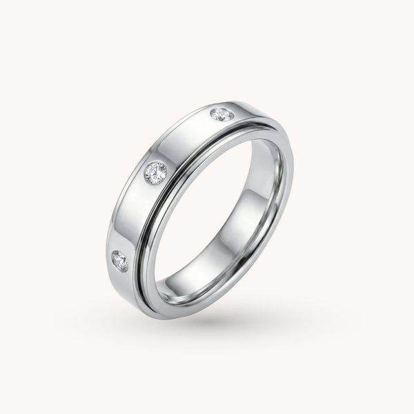 Cali Crystal Spinner Ring in Silver