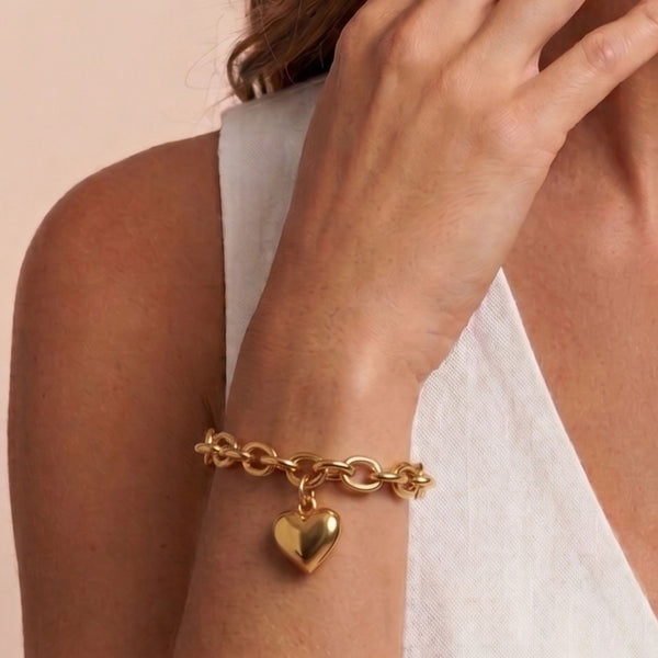 Chloe Heart Chunky Bracelet in Gold