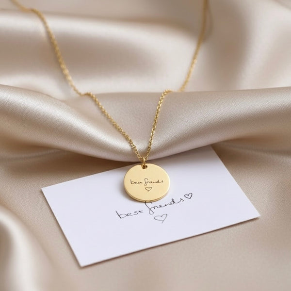Handwritten Engravables- Rosie Disc Necklace in Gold