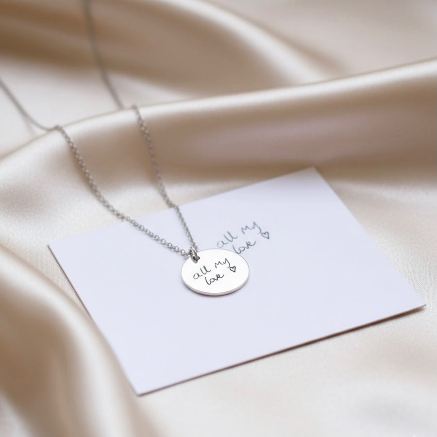 Handwritten Engravables- Rosie Disc Necklace, Silver