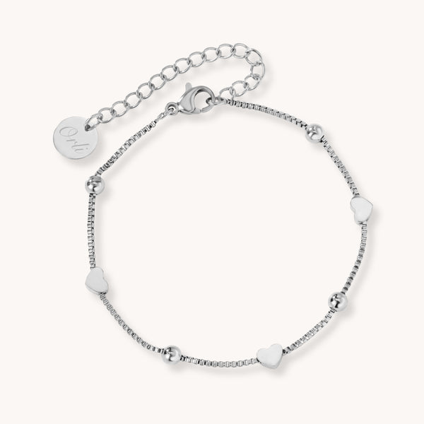 Heart & Ball Bracelet in Silver