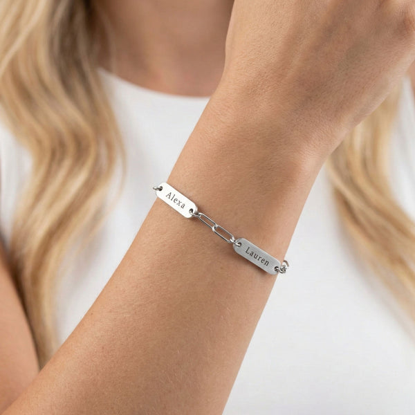 Paperclip Chain Multi Name Bracelet in Silver