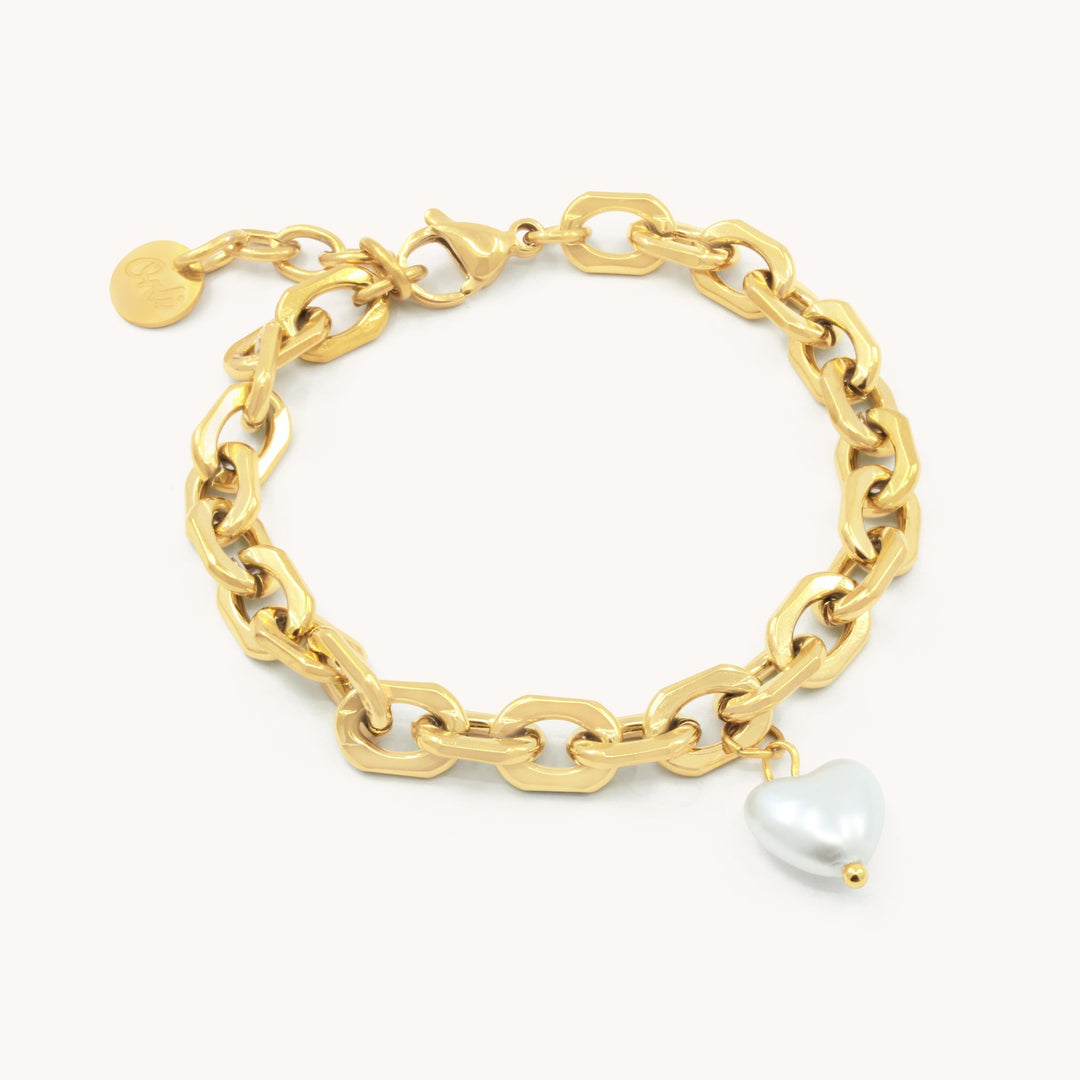 Pearl Heart Bracelet, Gold
