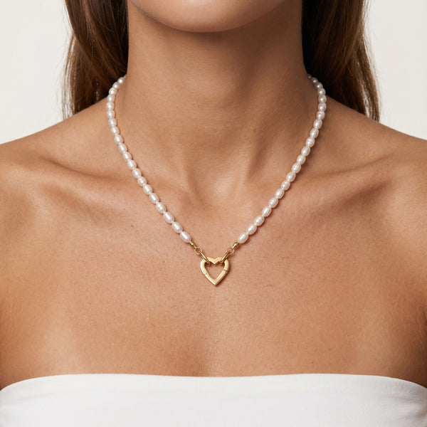 Freshwater Pearl Charm Connector Necklace in Gold
