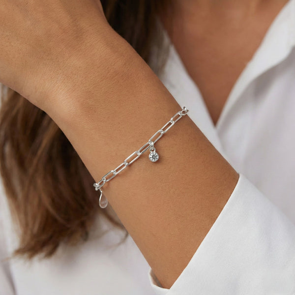 Sterling Silver Birthstone Paperclip Chain Bracelet