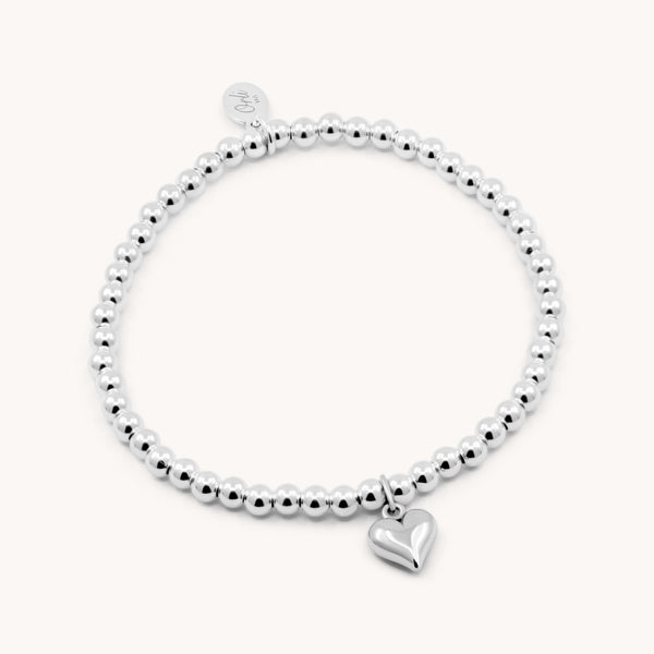 Sterling Silver Mia Puffed Heart Beads Bracelet