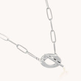 Twisted T-Bar Necklace, Silver