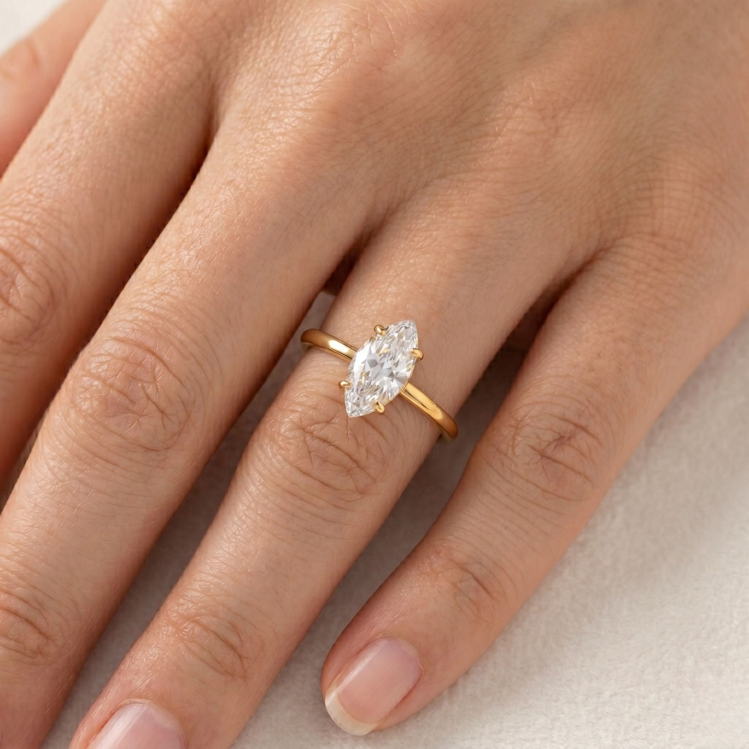 Marquise Solitaire Ring in Gold