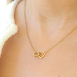 Interlinked Heart Dainty Necklace, Gold