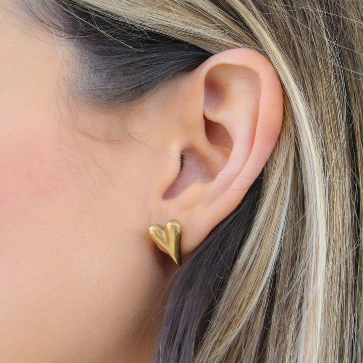 Celine Heart Stud Earrings, Gold