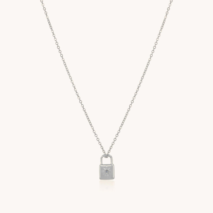 Padlock Starburst Necklace, Silver