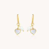Heart & Pearl Huggie Hoops, Gold