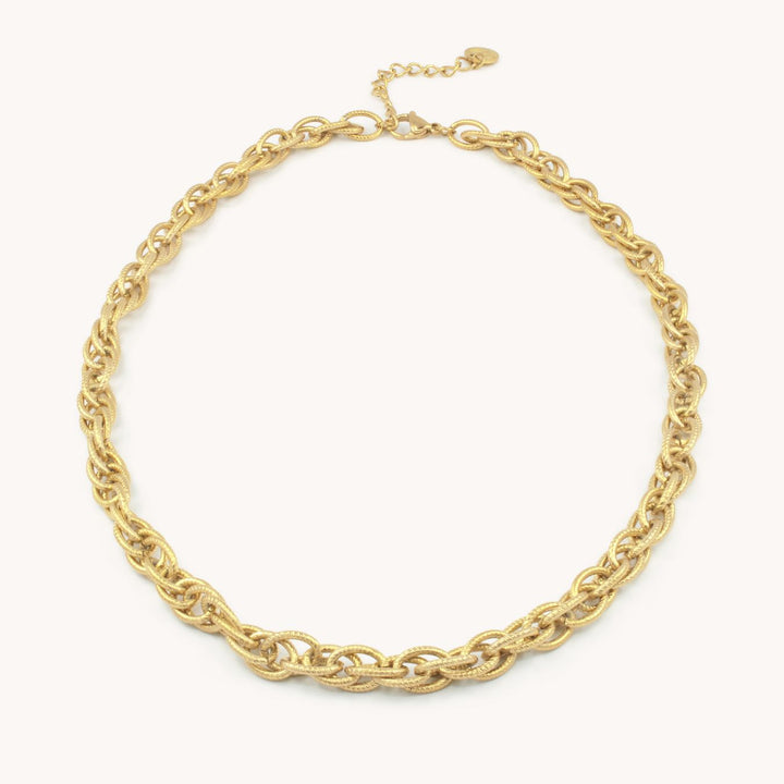 Textured Link Necklace, Gold