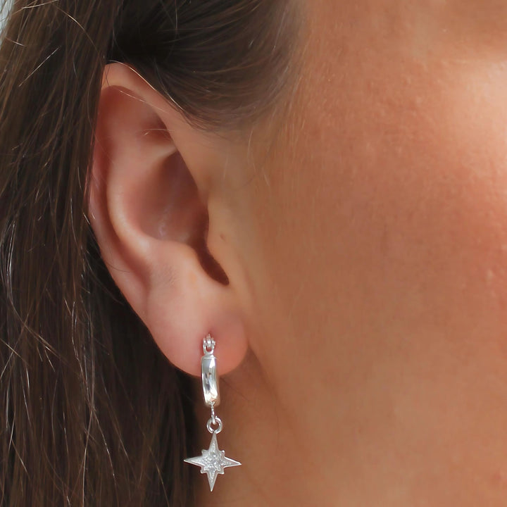 Sterling Silver Cosmic Starburst huggie hoops