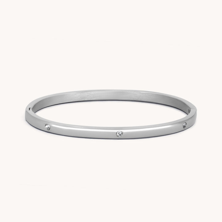 Slim Crystal Bangle, Silver