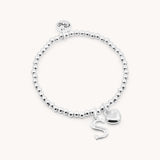 Initial & Puffed Heart Beads Bracelet