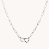 Interlinked Heart Paperclip Necklace, Silver
