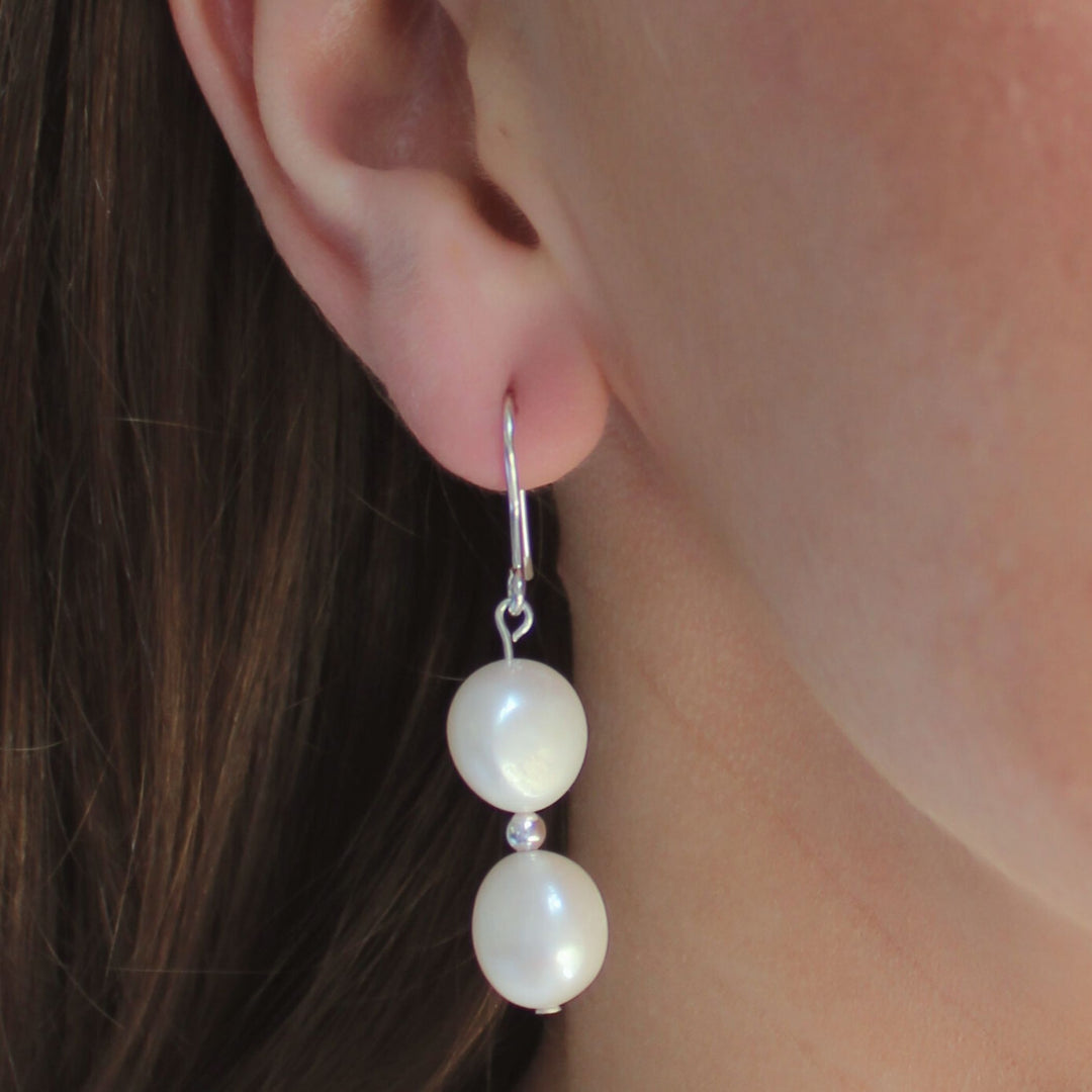 Sterling Silver Gloria Pearl Hook Earring, Silver