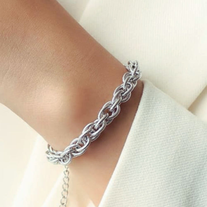 Textured Link Bracelet, Silver