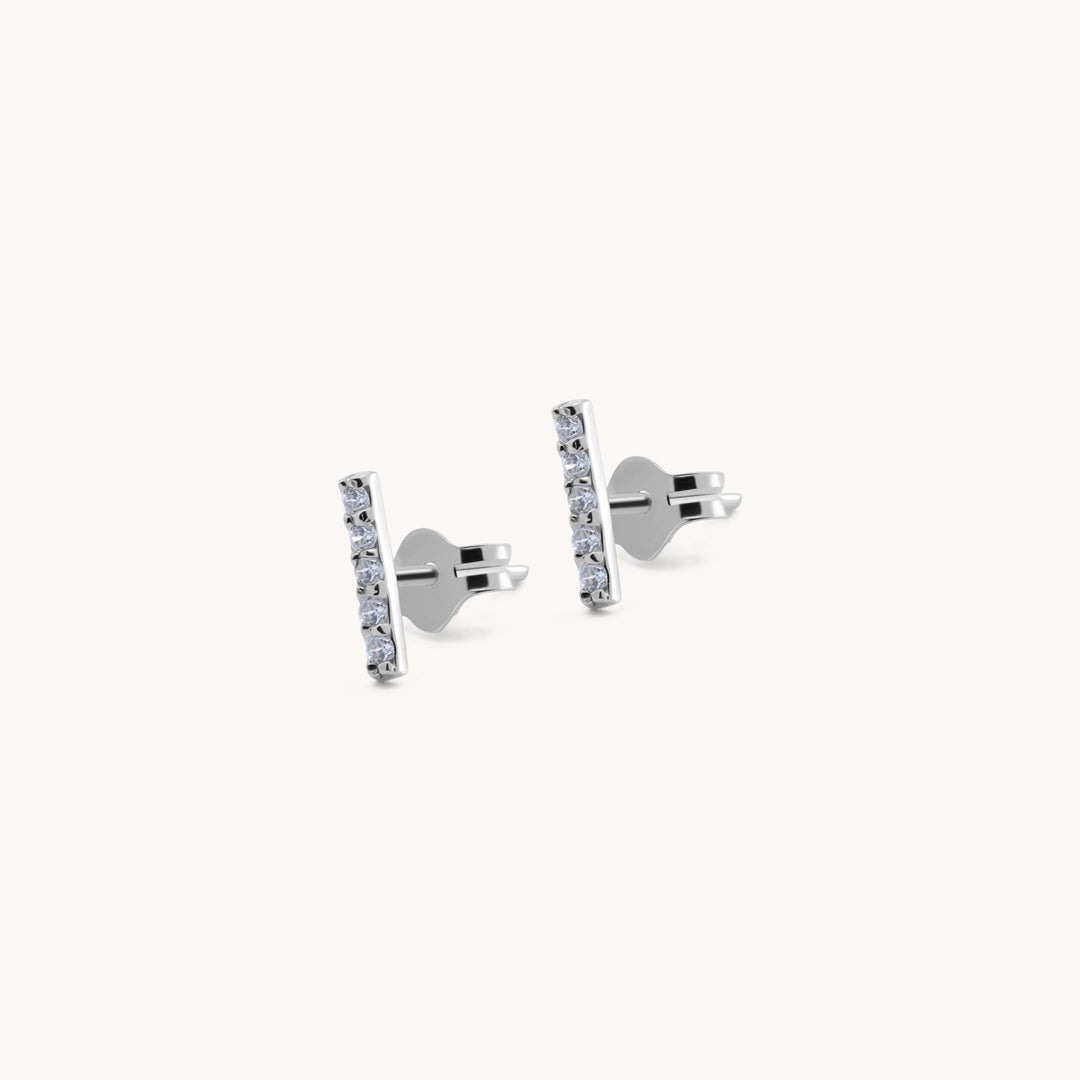 Sterling Silver Mini Crystal Bar Studs