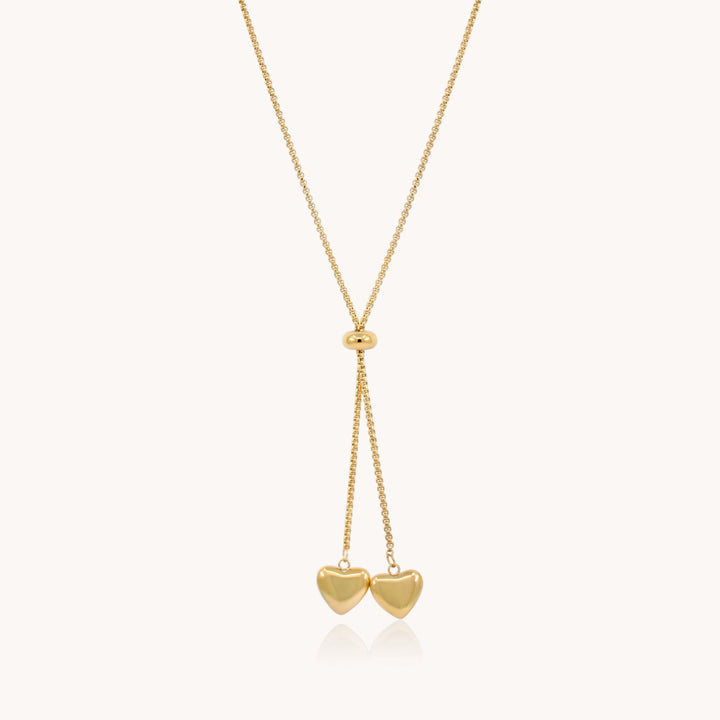 Twin Hearts Adjustable Necklace, Gold