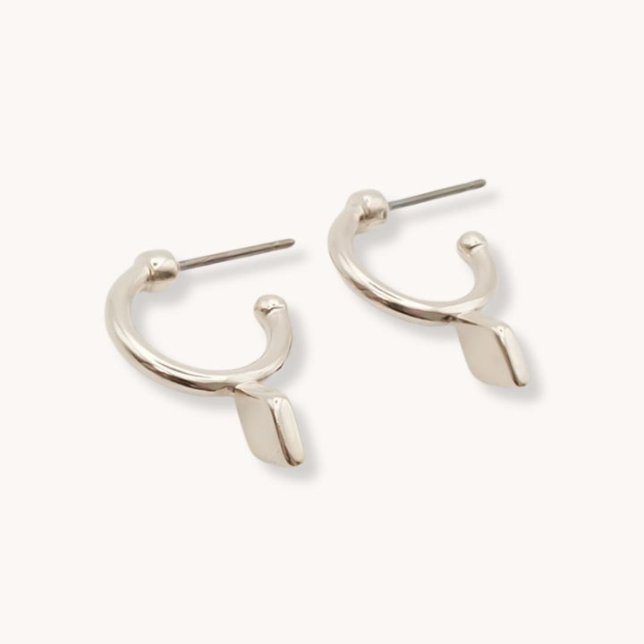 Diamond Drop Hoops, Gold or Silver