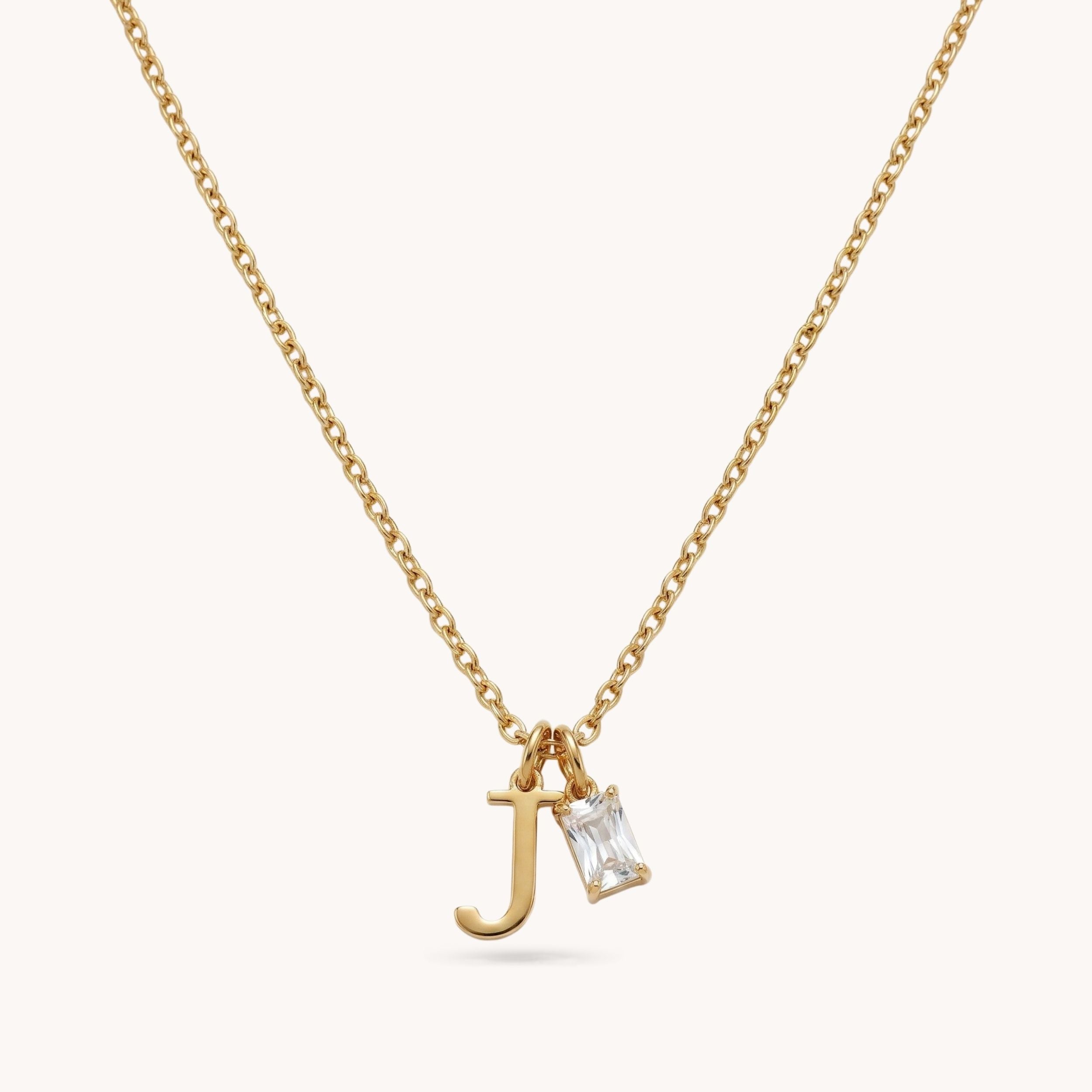 Initial & Birthstone Fine Chain Necklace in Gold