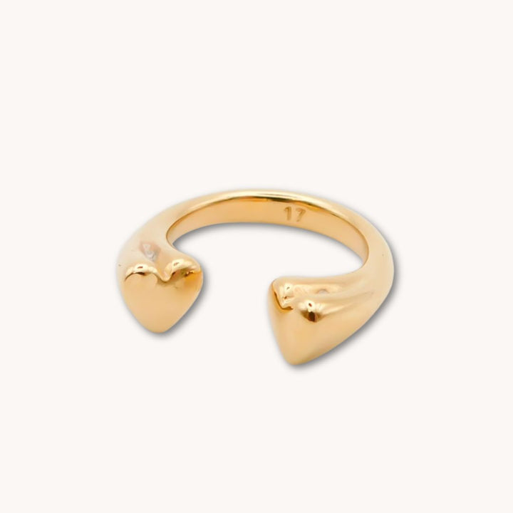 Double heart open ring, Gold