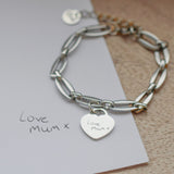 Handwritten Engravables- Classic Heart Long Link Bracelet