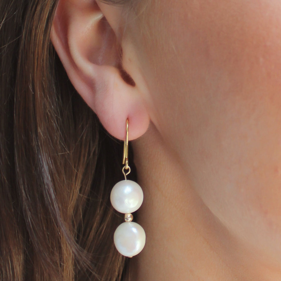 Sterling Silver Gloria Pearl Hook Earring, Gold