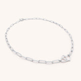 Eternal Heart Paperclip Necklace, Silver