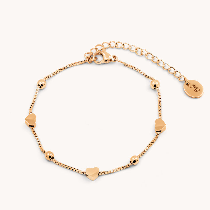 Heart & Ball Bracelet, Rose Gold