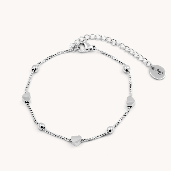 Heart & Ball Bracelet, Silver