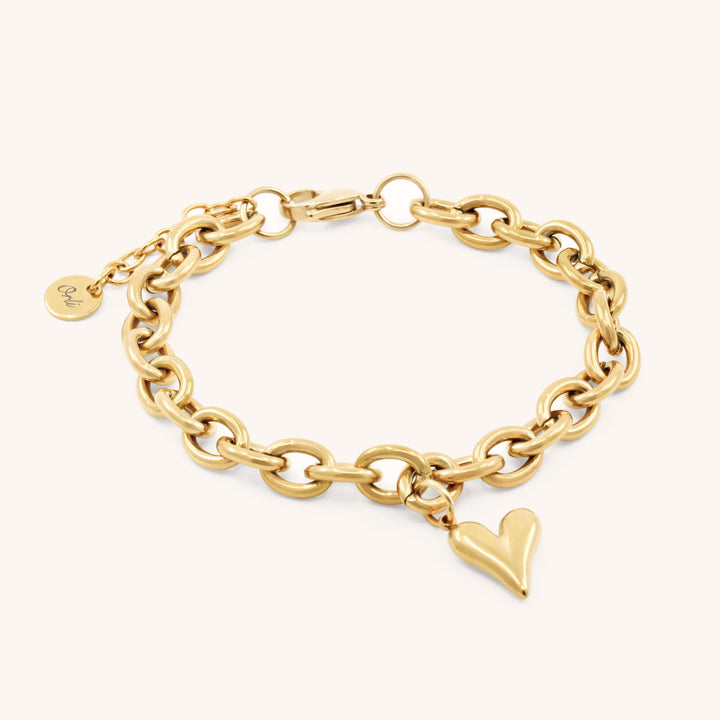 Celine Heart Chunky Bracelet, Gold