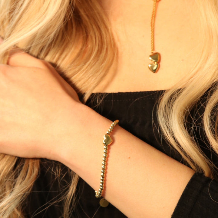 Beaded Heart Bracelet, Gold