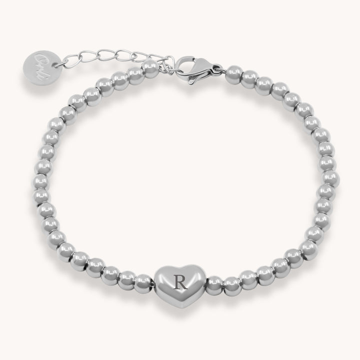 Beaded Heart Bracelet, Silver