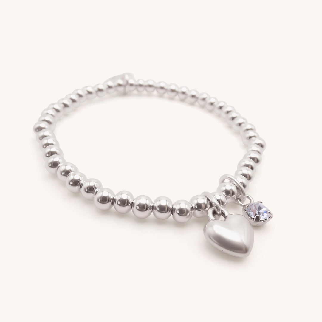 Heart and Birthstone Personalised Beads Bracelet