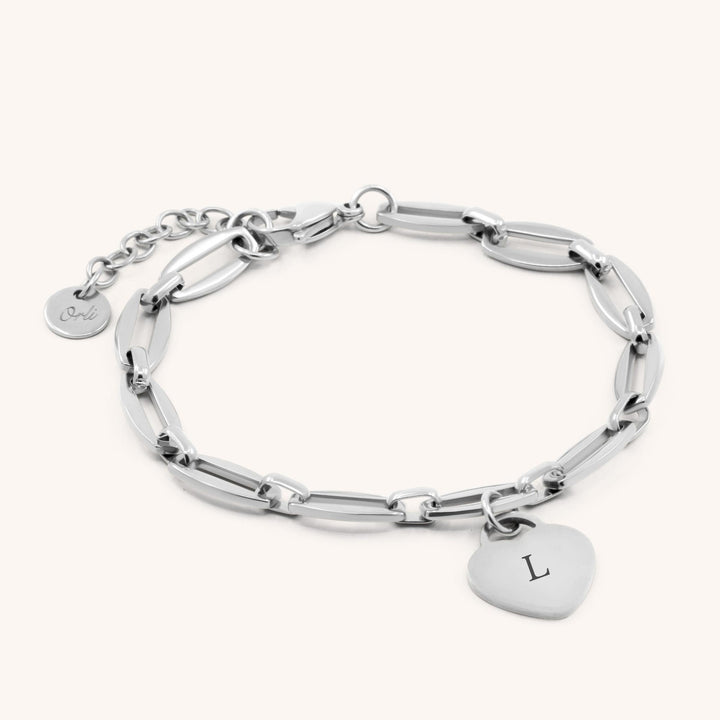 Classic Heart Engravable Long Link Bracelet