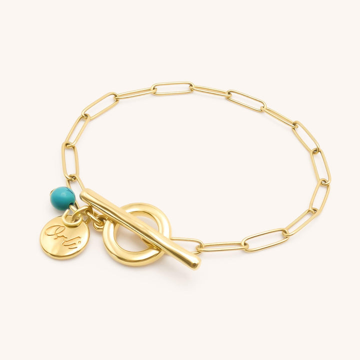 Gracie bracelet with Turquoise Stone, Gold