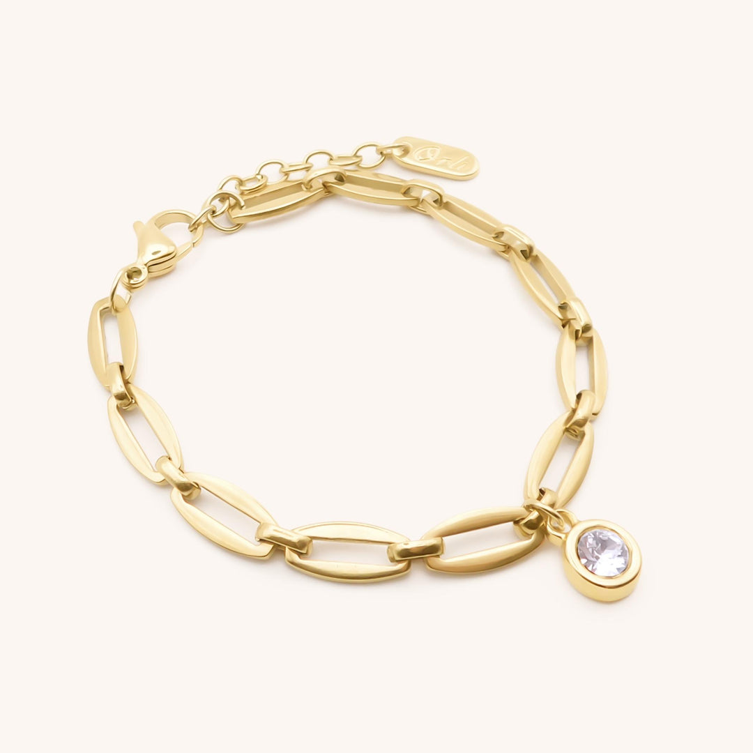 Long Link Personalised Birthstone Bracelet, Gold