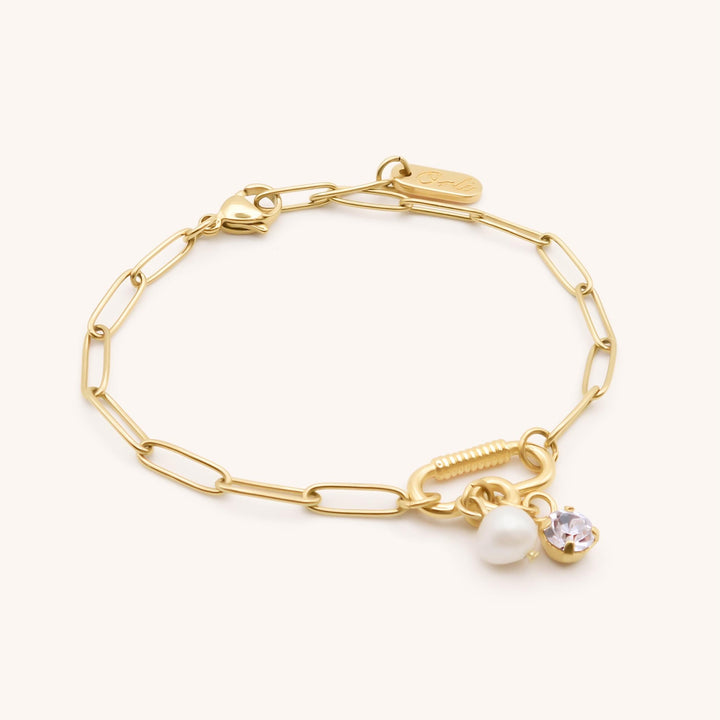 Freya Bracelet with Pearl and Crystal, Gold