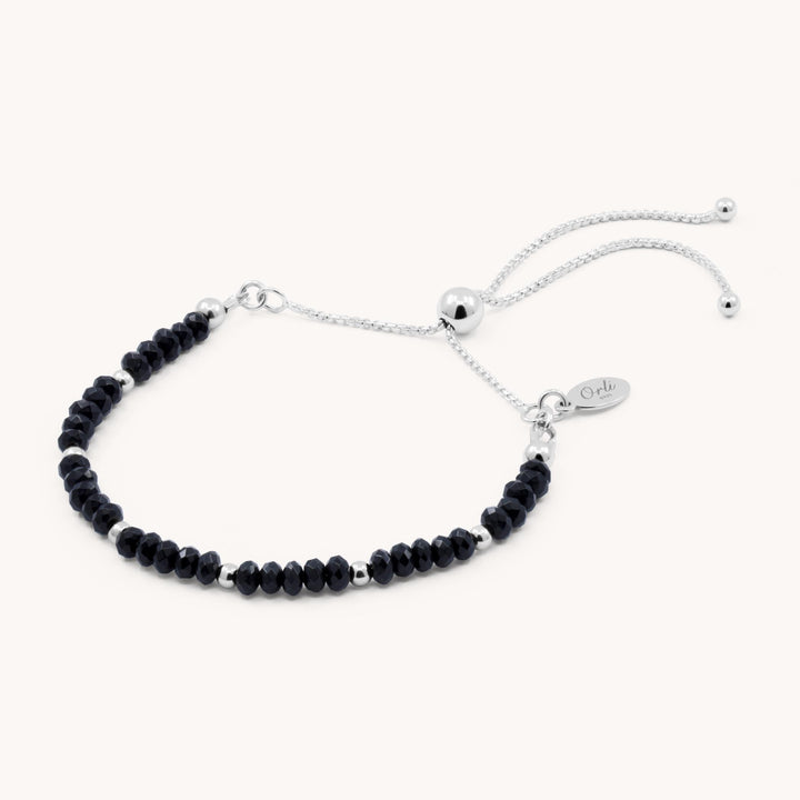 Sterling Silver Onyx Adjustable Bracelet