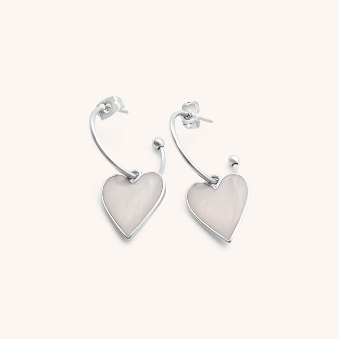 Marble Heart Hoop Earrings