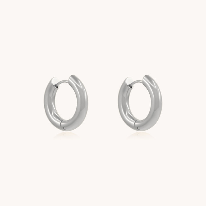 Chunky Hoop Earrings, Silver