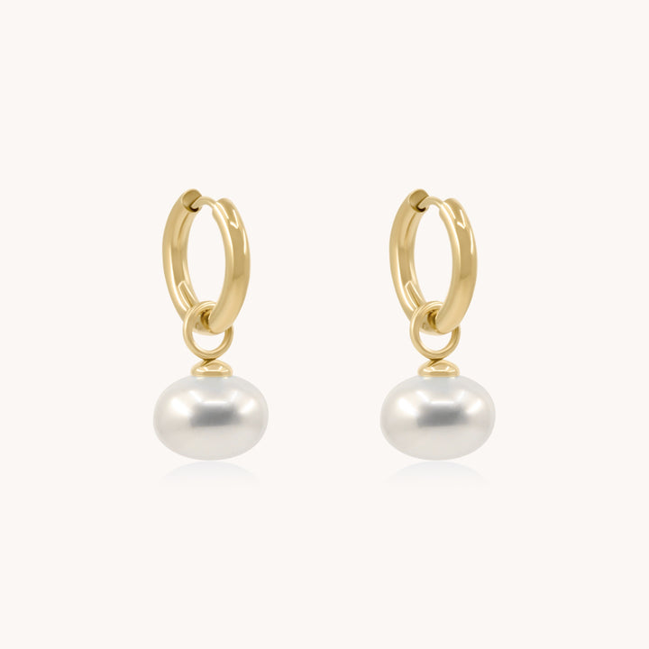 Orb Pearl Hoops, Gold