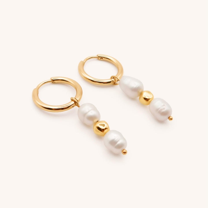 Remy Irregular pearl Hoop Earring, Gold