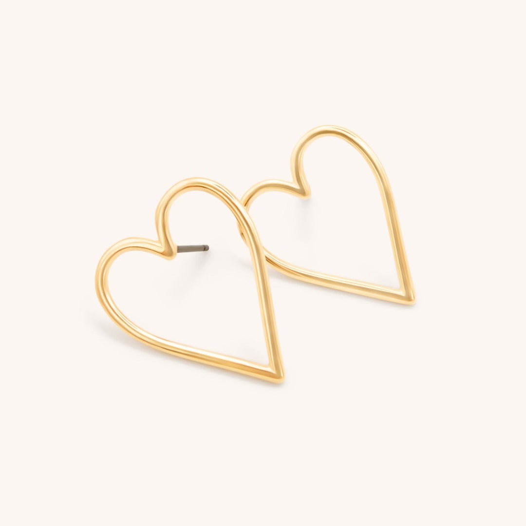 Demi Open Heart Studs, Gold